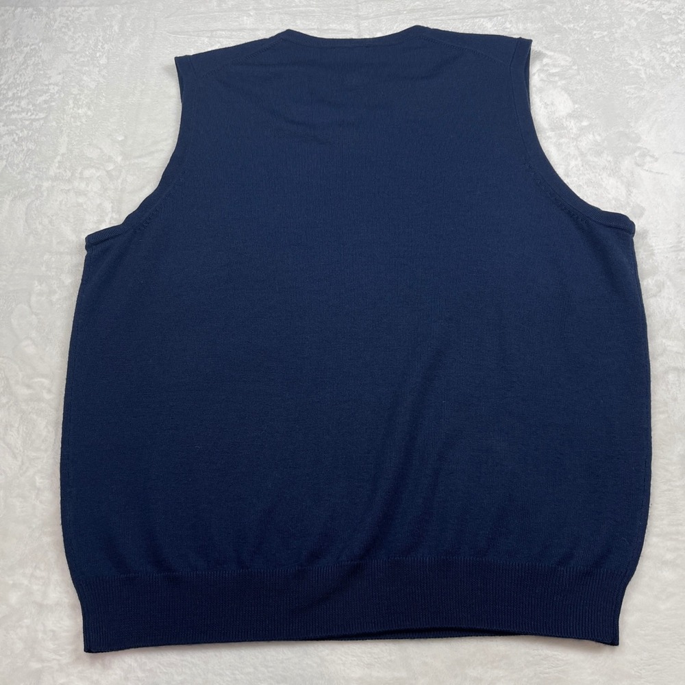 Jos A Bank Traveler Mens Navy Blue 100% Merino Wool V-Neck Sweater Vest Large